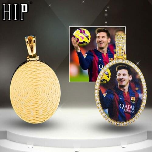 Hip Hop Round Iced Out Bling Custom Made Photo Cubic Zircon Necklace & Pendant For Men Jewelry With Tennis Chain