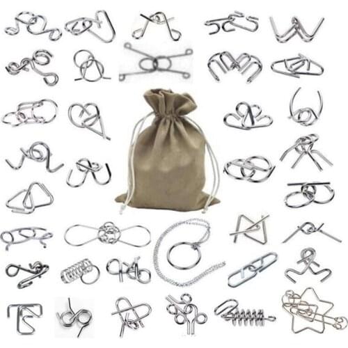 Classic Metal Puzzle Set Educational Magic Brain teaser Wire Puzzles Game Toys Solution for Children Adults