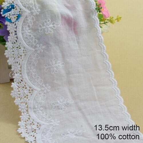 10yards 13.5cm wide 100% Cotton embroid lace sewing ribbon guipure trim wedding decoration DIY colthes Accessories lace#4013