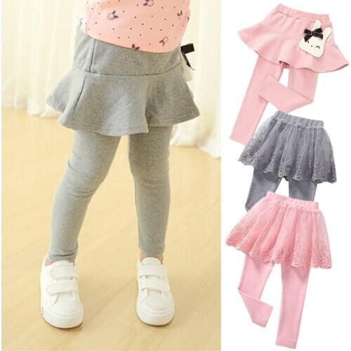 2020 Cotton Baby Girls Leggings Princess Lace Skirt-pants Spring Autumn Children Slim Skirt Trousers Kids Clothes