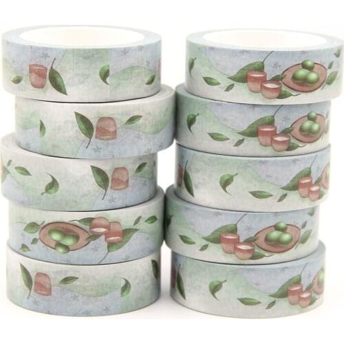 10PCS/lot 15MM*10M The FIFTH Solar Term Green Leaves washi tape Masking Tapes Decorative Stickers DIY Stationery School Supply