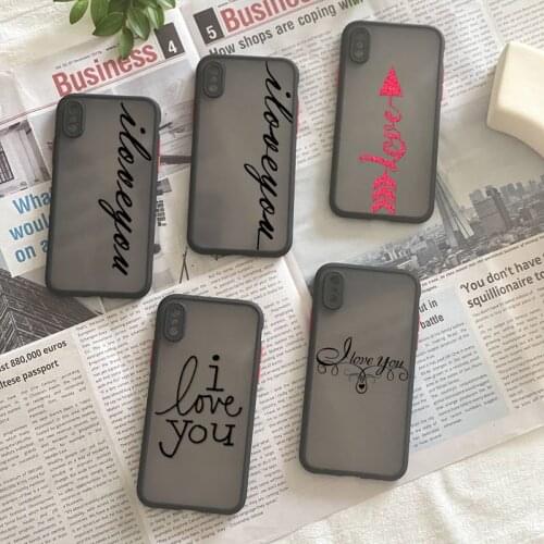 Couples Letter Love Phone Case Matte Fundas Shell Cover For Iphone 6s 7 8 Plus Xr X Xs 11 12 13 Mini Pro Max