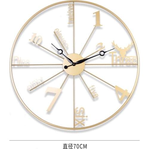 Metal Wall Clock Nordic Design Elegant Modern Wrought Iron Wall Clock Living Room Luxury Battery Reloj Pared Home Decor AA50WC