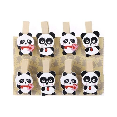 Cute panda Wooden Wood Cartoon Paper Clip Note Bookmark Stationery Gift for Kids