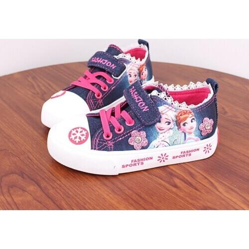 Fashion Girls Shoes Elsa Anna Kids Casual Shoes Frozen Denim Canvas Children Princess Shoe Girl Sneakers