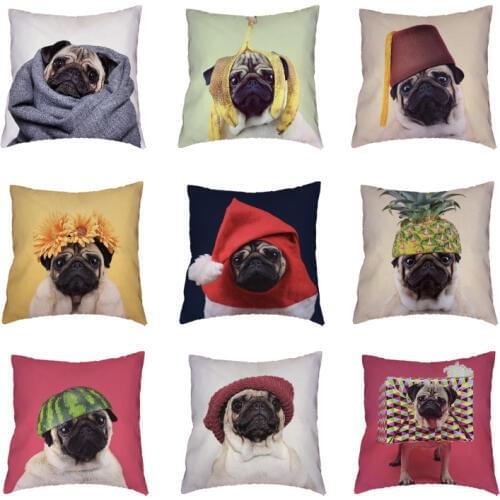 Personalized Pug Dogs White Cushion Cover Duck Banana Watermelon Cosplay Christmas Gifts Home Decor Peach Skin Throw Pillow Case
