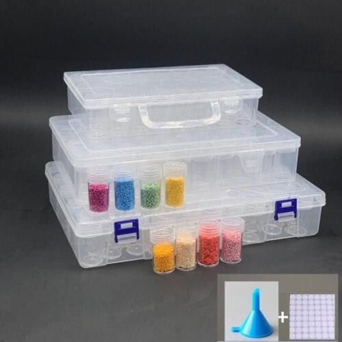 New Diamond Embroidery Diamond Painting Tools Transparent Plastic Storage Box, Jewelry Diamond Bead Storage Jar Household Storag