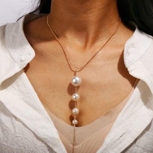 Simple Necklace for Women Pearl Pendant Chain Necklacens Jewelry Wholesale