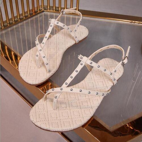 Hot Womens Sandals Large Size Womens Sandals Rope knot Summer Europe the United States Beach toe flat Sandals Womens shoes