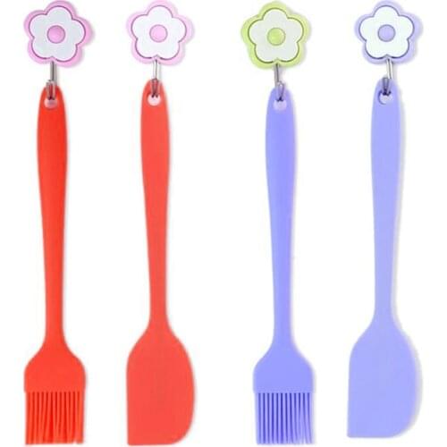 2Pcs/Set Scraper Oil Brush Set Kitchen Baking Utensils Cake Cream Spatula Baking Brush Silicone Kitchen BBQ Tools High Quality