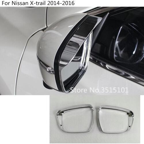 Rear Rearview Side Glass Mirror Trim Frame Rain Shield Sun Visor Shade 2pcs For Nissan X-Trail Xtrail T32/Rogue 2014 2015 2016