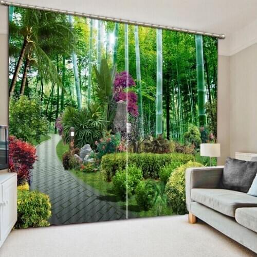 Bedroom blackout curtains green forest 3d curtain home ddecorative home decor