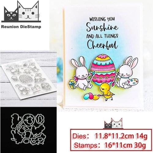 Reunion Easter Bunny Metal Cutting Dies and Stamps Stencil for DIY Scrapbooking Photo Album Embossing Decorative Paper Card