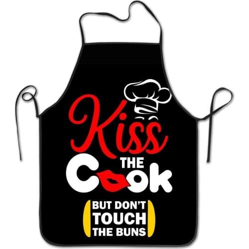 Funny Kiss The Cook Apron Theme Cooking Chef Work Shop Women Men Adult Girl Kid Weavers Baking BBQ Grilling Kitchen Party
