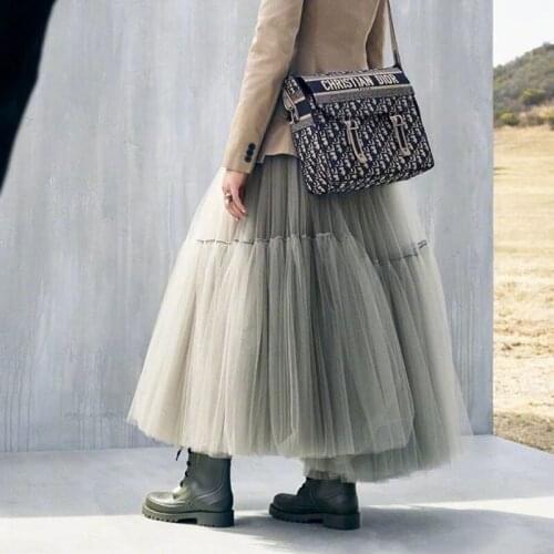 Spring Summer High Waist Long Maxi Ladies Cake Skirt Splicing Sweet Lolita Tulle Ball Gown Womens Gauze Pleated Fairy Skirt