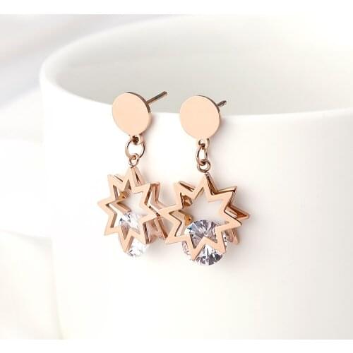 High Quality Color Retention Exaggeration Style Luxury Rose Gold Stainless Steel Women Earrings Femme Party Anniversary Jewelry