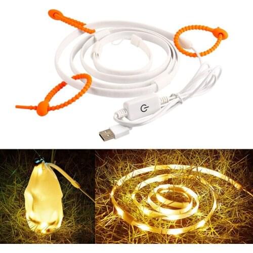 1.5m Set Touch Switch Dimmer LED Strip Flexible SMD2835 5V USB Luces Camping Light for Tent Camping Ourdoor Party