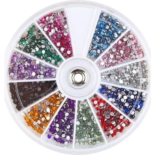 1 Box Colorful 3D Jelly Acrylic Wheel Nail Stickers Decoration Diy Nail Art Tips Jewelry Rhinestones Rivets Manicure Tools