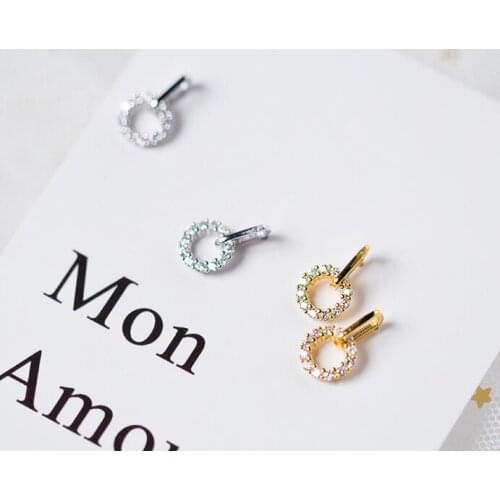 1pair 100% Real. 925 Sterling Silver Fine Jewelry Open Circle Geometric Ear Earrings Fashion gtle2060