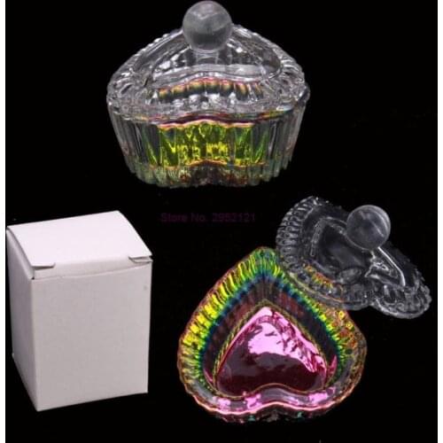 100pcs Rainbow Glass Crystal Acrylic Liquid Holder Dish Glass Cup with Lid Bowl for Acrylic Powder Monomer Nail Tool