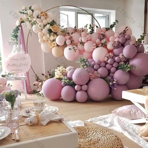 134pcs Balloons Garland Arch Kit Doubled Purple Cream Light Pink Balloon Wedding Decoration Baby Shower Party Decor Supplies