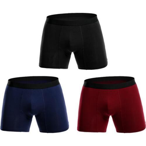 2020 Men Boxer Underwear Cotton Long Man Shorts Solid Flexible Shorts Boxer Big Size Pure Color Male Underpants Europe size