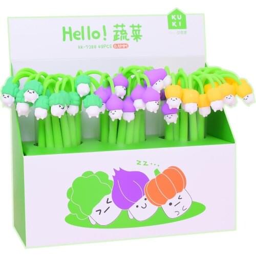 24 pcs/lot Creative Vegetables Gel Pen Cute Bendable 0.5mm black Ink Signature Pens Promotional Gift Office School Supplies