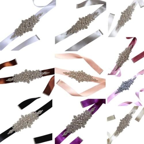 270x4cm Women Wedding Sash Elegant Rhombic Rhinestone Faux Crystal Ribbon Bridal Wide Waist Belt Jewelry Dress Cummerbund