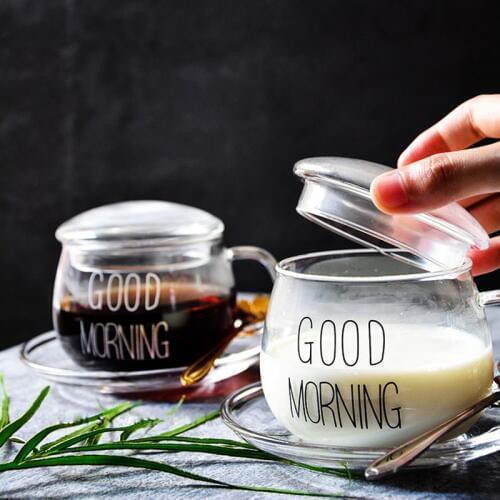 350ml coffee cup saucer good morning breakfast cup milk juice heat-resistant heat-resistant creative coffee cup set