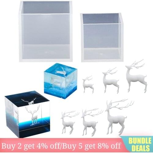 3D Silicone Cube Mold UV Epoxy Casting Mould Resin Deer Decorative Craft DIY for Jewelry Making Handmade Jewelry Making Tools