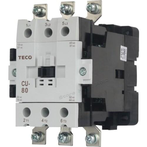 50/60Hz 80A Ui660V AC Contactor AC24V 380V 220V 110V Coil Voltage CU-80 3NO2NO2NC 3A2a2b TECO Contactors
