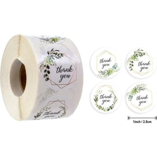 100-500 Pcs 1 Inch Flower Thank You Sticker High Quality Labels For Gift Card Party Small Business Or Wedding Wrapping