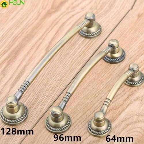 64mm 96mm 128mm Vintage Style Furniture Handles Bronze Drawer Cabinet Pull Knob Antique Brass Dresser Door Handle 2.5" 3.75" 5"
