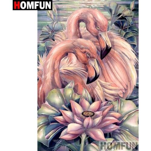 HOMFUN 5D DIY Diamond Painting Full Square/Round Drill "Flamingo lotus" Embroidery Cross Stitch gift Home Decor Gift A08838