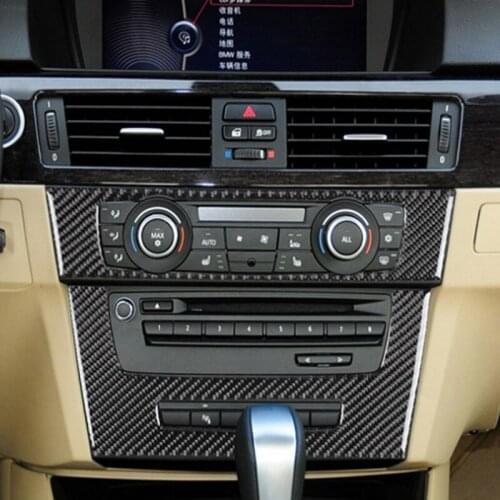 Car Console Air Conditioner CD Panel Decorative Frame Cover Carbon Fiber Sticker Trim For BMW 3 Series E90 E92 E93 Accessories