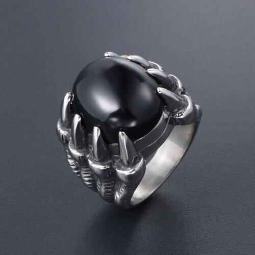 Big ring Antique Skull Crown Jewel Ring male Accessories stainless steel gothic punk rings Evil Eye Dragon Claw Gem wholesale