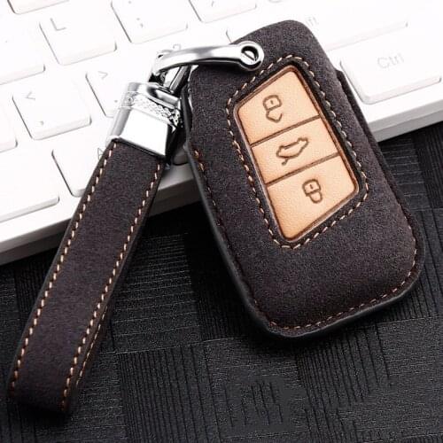 Leather Car Remote Key Case Cover For Volkswagen VW Magotan Passat B8 Golf For Skoda Superb A7 Accessories Holder Shell Fob