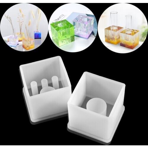 Pen Holder UV Resin Silicone Mold Flower Insert Silicone Mold Handmade Flowerpot Aquatic Plant Potted For DIY Mirror Making Mold