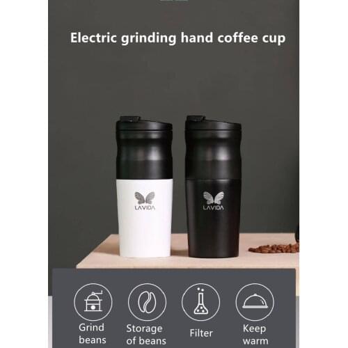 Electric grinding hand punching integrated coffee cup ,small hand punching home office portable coffee machine