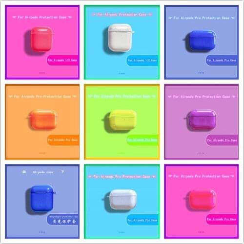 Fluorescent Soft Shell Earphone Case For Apple Airpods 1 / 2 Pure Color Wireless Bluetooth Protection Case For Apple Airpods Pro