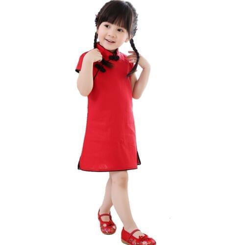 Baby Girls 2020 Chinese dress cheongsam Cotton qipao Summer traditional Dresses Kids Party Gift festival clothing vestidos