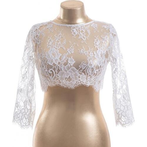 2019 Short Bridal Jackets Long Sleeves Lace Applique Custom Made Wedding Bolero