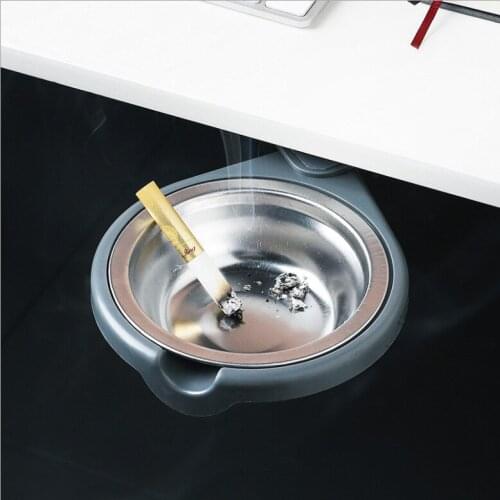 Creative rotatable hidden bottom ashtray, sticky detachable and easy to clean round stainless steel ashtray