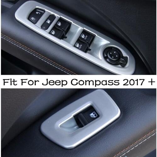 Lapetus Interior Door Window Switch Panel Lift Surround Armrest Cover Kit Bezel Molding Car Styling For Jeep Compass 2017 - 2020