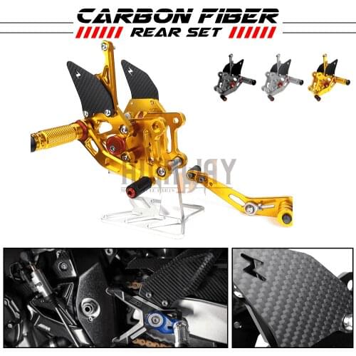 Motorcycle CNC & Carbon Fiber Footrest Rear Sets Adjustable Rearset Foot Pegs for SUZUKI GSXR1000 L7 GSX-R1000 2017-2019