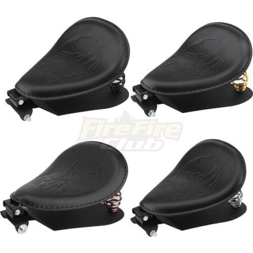1pcs Motorcycle Leather Solo Seat & 3" Spring + Saddle Bracket Black For Harley Sportster Softail Dyna Fatboy Bobber
