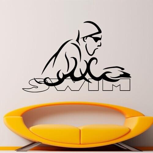 Swimming Wall Sticker Vinyl Interior Art Home Decor Water Sport Diving Decals Swimming Pool Murals Removable Wallpaper sw
