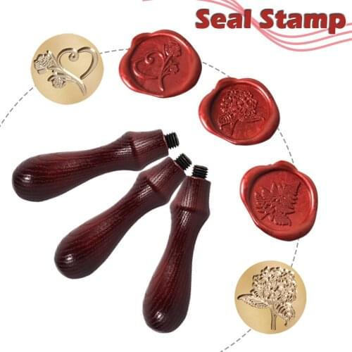 New Vintage Leaf rose pattern Stamp Wax Seal Wooden handle Wax Spoon Tool For Wax Seal Stamp Candle Wedding Invitations Decor