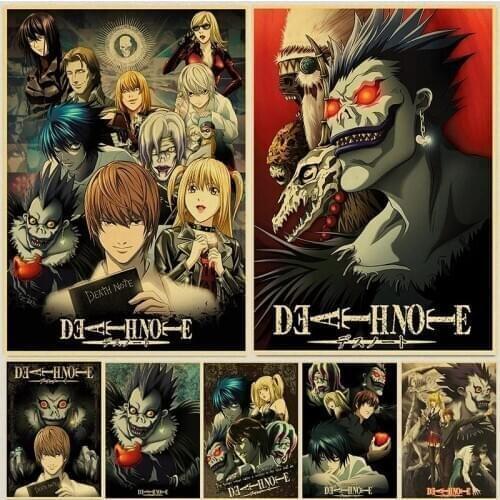 Classic Anime Series Death Note Poster Retro Canvas Painting Poster Bar Room Decoration Painting Art Wall Stickers