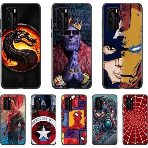 Silicone Cover Cool hero muscle cute For Huawei P40 P30 P20 P10 P9 P8 Lite E Pro Plus mini 2019 Black Soft Phone Case